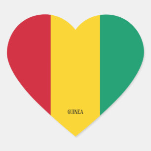 Pegatina En Forma De Corazón Bandera de Guinea espléndida patriótica