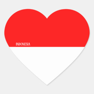 Pegatina En Forma De Corazón Bandera de Indonesia espléndida patriótica