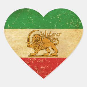 Pegatina En Forma De Corazón Bandera de Irán León y Sol Bandera del Shah de Irá
