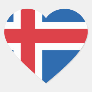 PEGATINA EN FORMA DE CORAZÓN BANDERA DE ISLANDIA