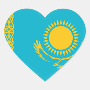Pegatina En Forma De Corazón Bandera de Kazajistán