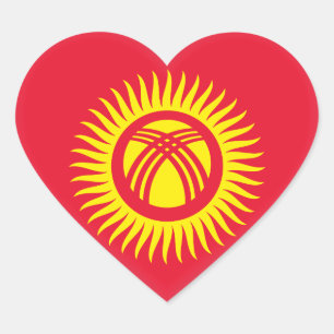 Pegatina En Forma De Corazón Bandera de Kirguistán
