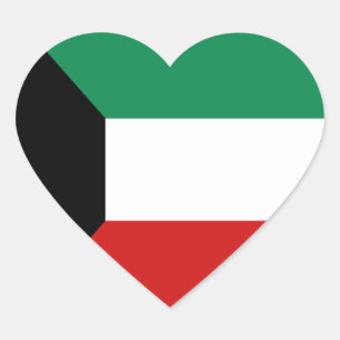 Pegatina En Forma De Corazón Bandera de Kuwait Corazón Pegatina