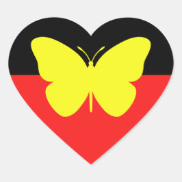Pegatina En Forma De Corazón Bandera de la mariposa aborigen