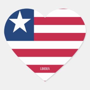 Pegatina En Forma De Corazón Bandera de Liberia espléndida patriótica