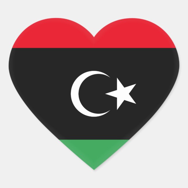 Pegatina En Forma De Corazón Bandera de Libia (Libia) (Anverso)