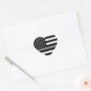Pegatina En Forma De Corazón Bandera de línea gris delgada