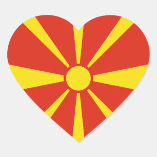Pegatina En Forma De Corazón Bandera de Macedonia del Norte Corazón Pegatina