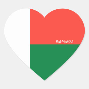 Pegatina En Forma De Corazón Bandera de Madagascar espléndida patriótica