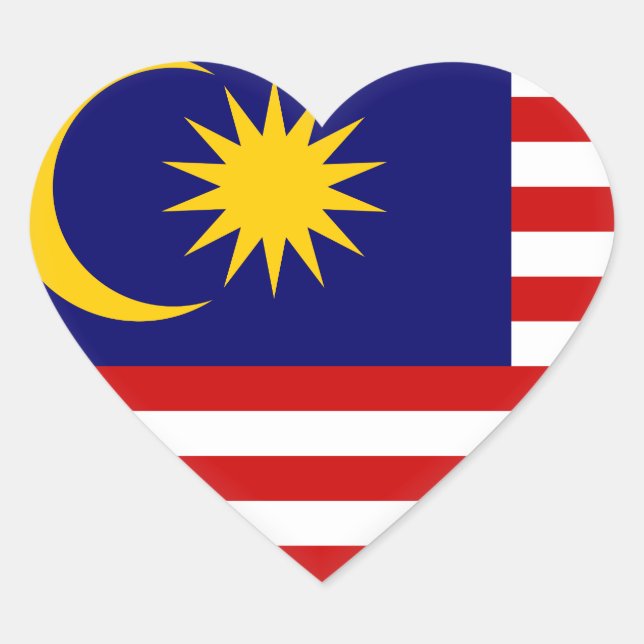 Pegatina En Forma De Corazón Bandera de Malasia (Anverso)