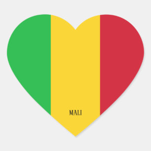 Pegatina En Forma De Corazón Bandera de Mali espléndido patriótico