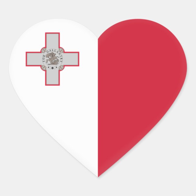 Pegatina En Forma De Corazón Bandera de Malta (maltesa) (Anverso)