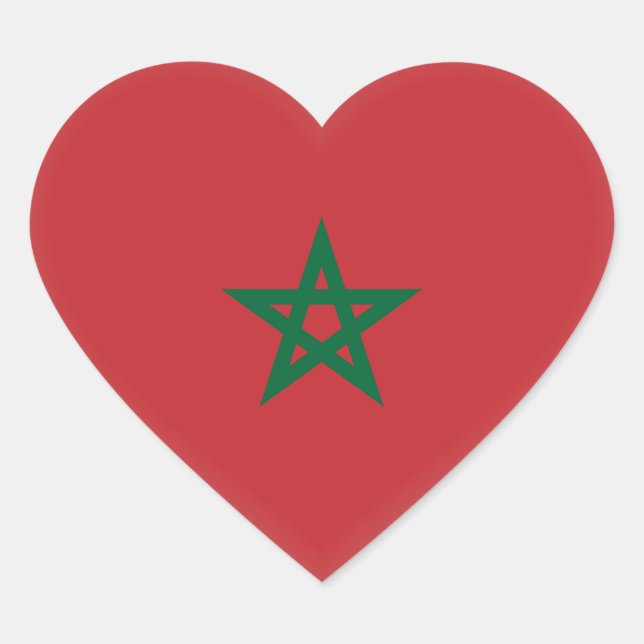 Pegatina En Forma De Corazón Bandera de Marruecos (Anverso)