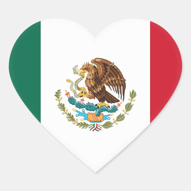 Pegatina En Forma De Corazón Bandera de México (México) (Anverso)