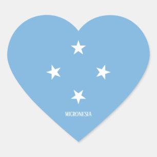 Pegatina En Forma De Corazón Bandera de Micronesia espléndida Patriótica