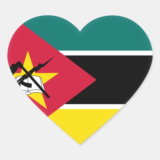 Pegatina En Forma De Corazón Bandera de Mozambique (Anverso)