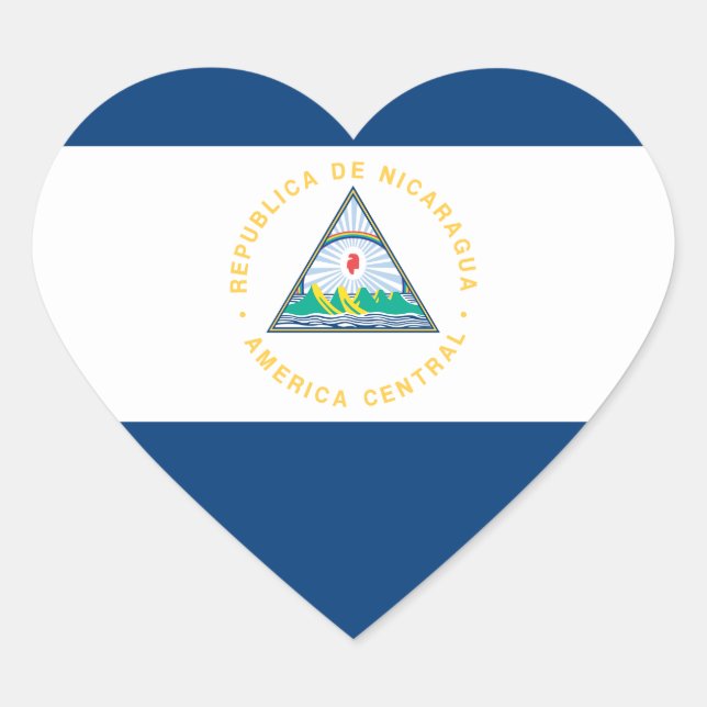 Pegatina En Forma De Corazón Bandera de Nicaragua (Anverso)