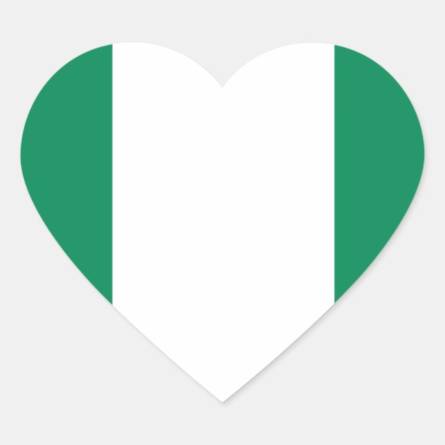 Pegatina En Forma De Corazón Bandera de Nigeria (Anverso)