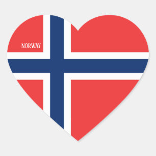 Pegatina En Forma De Corazón Bandera de Noruega espléndida patriótica