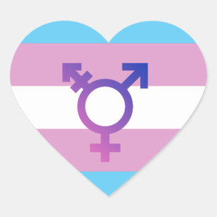 Pegatina En Forma De Corazón Bandera de Orgullo Trans
