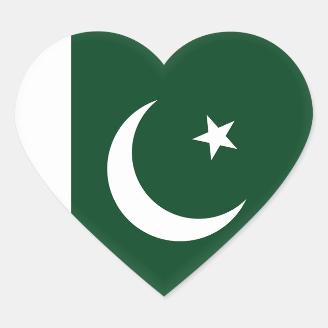 Pegatina En Forma De Corazón Bandera de Pakistán (paquistaní) (Anverso)