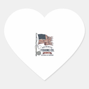 Pegatina En Forma De Corazón Bandera de pesca patriótica vintage diseño vectori