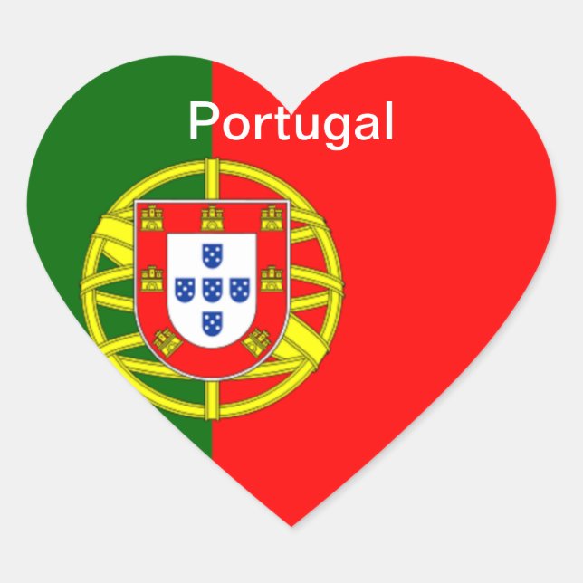 Pegatina En Forma De Corazón bandera de portugal (Anverso)