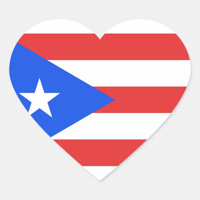 Pegatina En Forma De Corazón Bandera de Puerto Rico (Anverso)