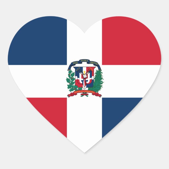 Pegatina En Forma De Corazón Bandera de República Dominicana (Anverso)