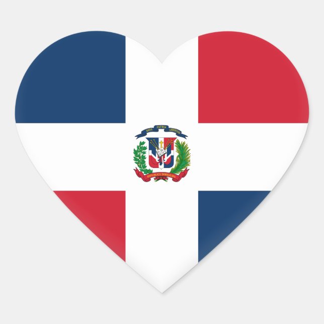 Pegatina En Forma De Corazón Bandera de República Dominicana (Anverso)