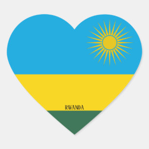 Pegatina En Forma De Corazón Bandera de Ruanda espléndida patriótica