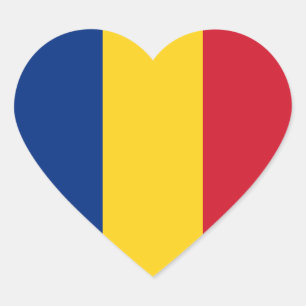 Pegatina En Forma De Corazón Bandera de Rumania
