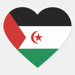 Pegatina En Forma De Corazón Bandera de Sahara Occidental Corazón Pegatina