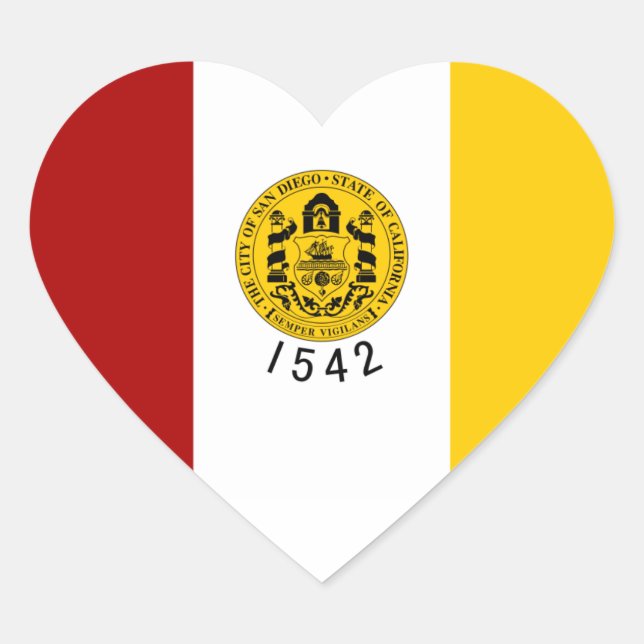 Pegatina En Forma De Corazón Bandera de San Diego (Anverso)