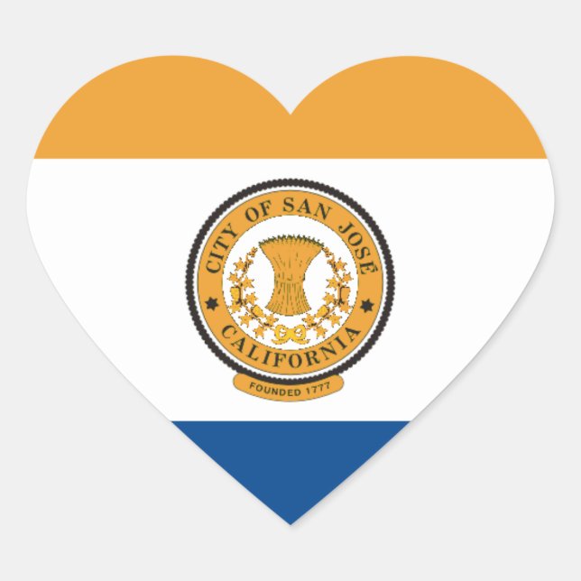 Pegatina En Forma De Corazón Bandera de San José (Anverso)