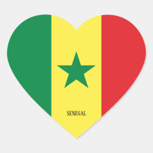 Pegatina En Forma De Corazón Bandera de Senegal espléndida patriótica