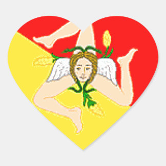 Pegatina En Forma De Corazón Bandera de Sicilia (Italia)