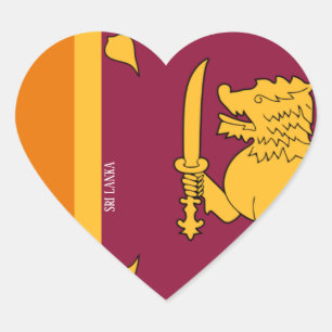 Pegatina En Forma De Corazón Bandera de Sri Lanka espléndida patriótica