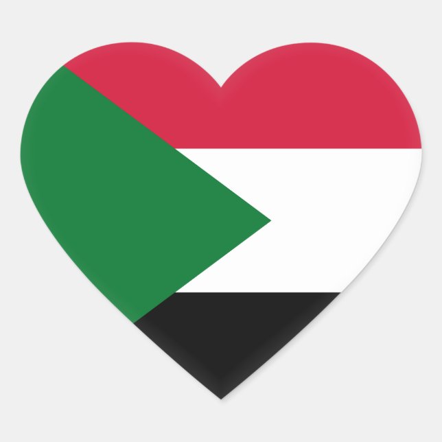Pegatina En Forma De Corazón Bandera de Sudán (Anverso)