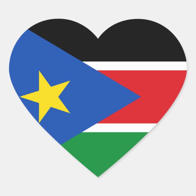 Pegatina En Forma De Corazón Bandera de Sudán del Sur (Anverso)