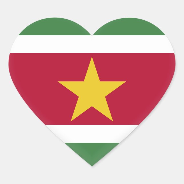 Pegatina En Forma De Corazón Bandera de Surinam (Anverso)