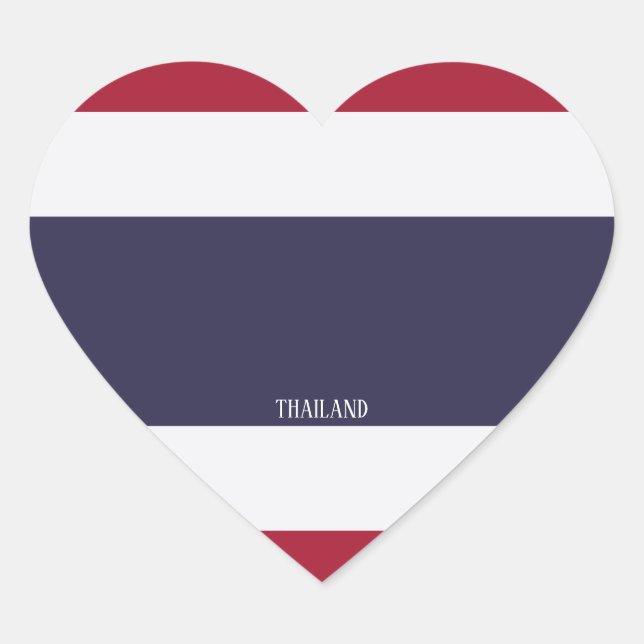 Pegatina En Forma De Corazón Bandera de Tailandia espléndida patriótica (Anverso)