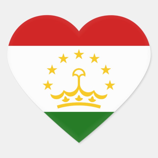 Pegatina En Forma De Corazón Bandera de Tayikistán (Anverso)