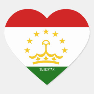 Pegatina En Forma De Corazón Bandera de Tayikistán espléndida patriótica