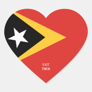 Pegatina En Forma De Corazón Bandera de Timor Oriental espléndida patriótica