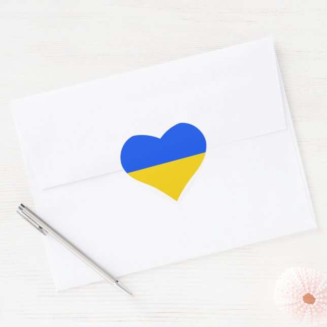 Pegatina En Forma De Corazón bandera de UCRANIA  (Sobre)