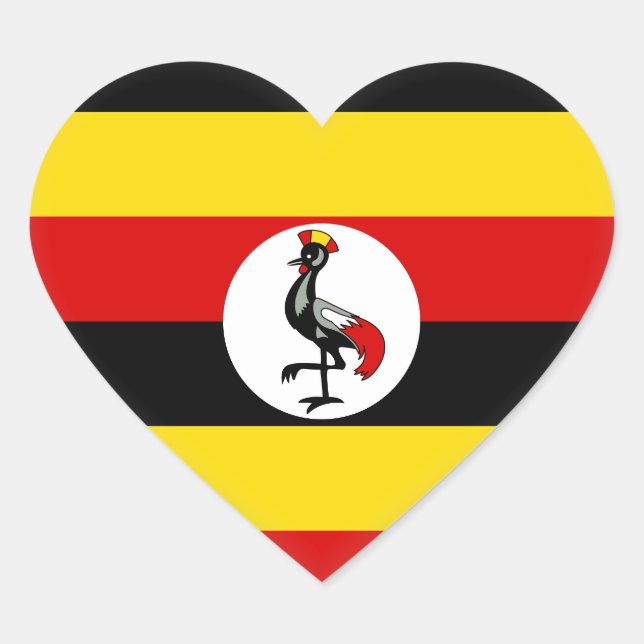 Pegatina En Forma De Corazón Bandera de Uganda (Anverso)