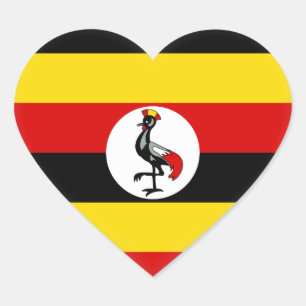 Pegatina En Forma De Corazón Bandera de Uganda