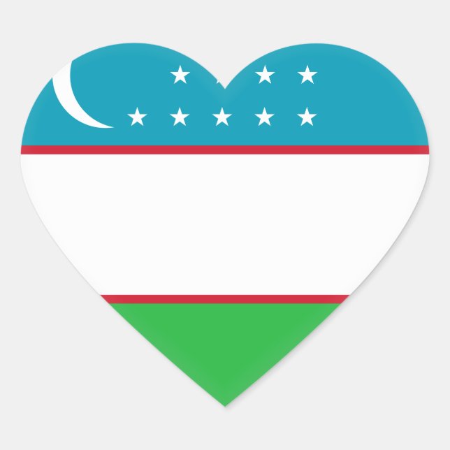 Pegatina En Forma De Corazón Bandera de Uzbekistán (Anverso)
