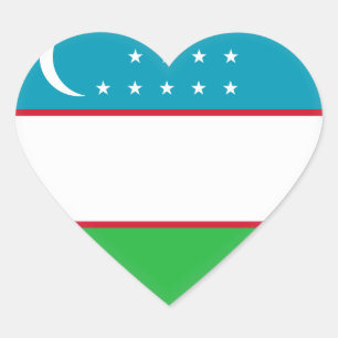 Pegatina En Forma De Corazón Bandera de Uzbekistán